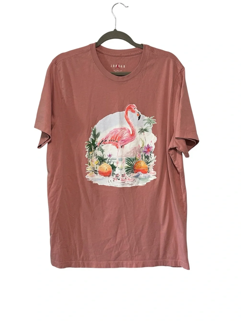 Men’s Nike Air Jordan XL Short Sleeve T-Shirt Top Tee Flamingo Basketball Logo